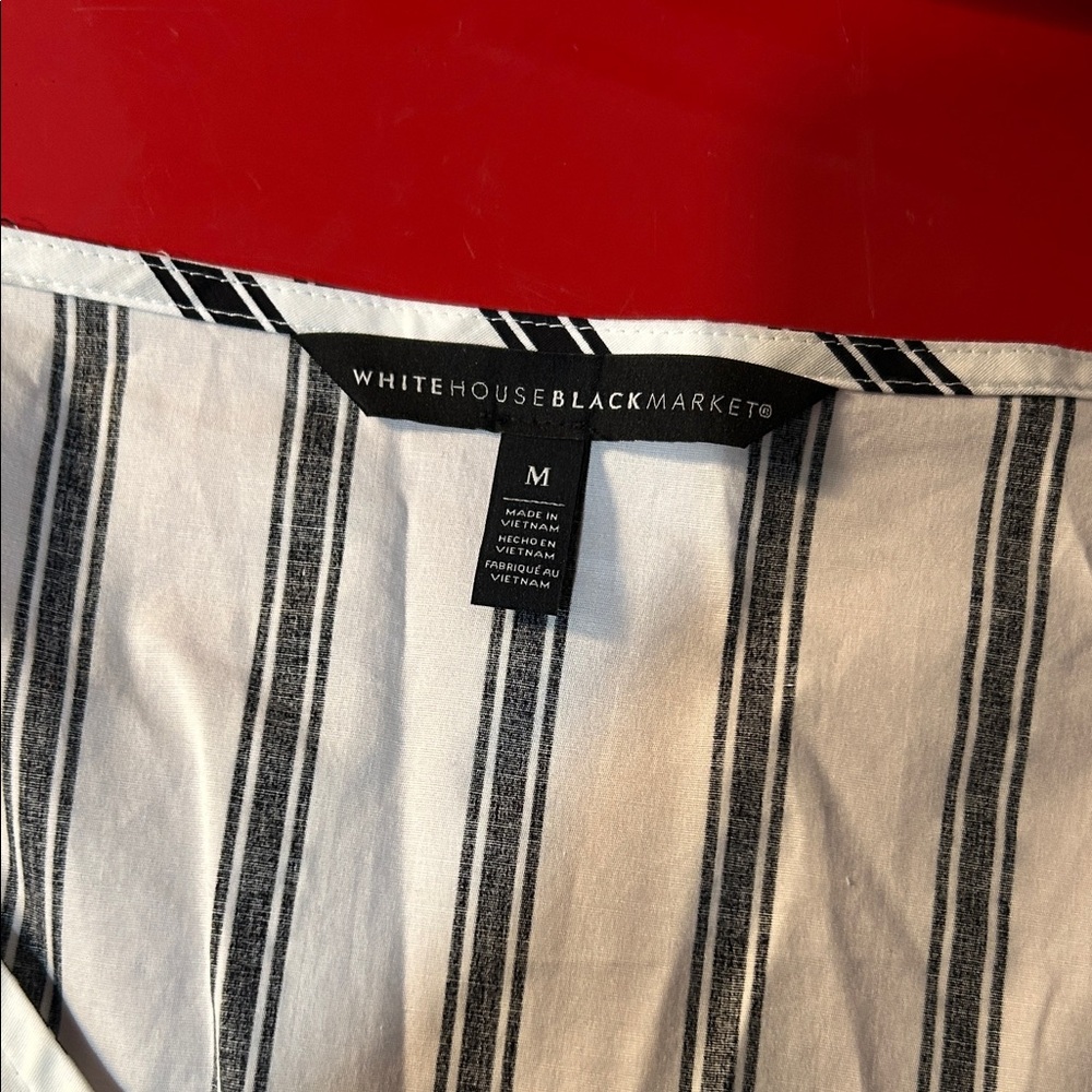 White House Black Market Black and White Striped Blouse - Picture 5 of 6